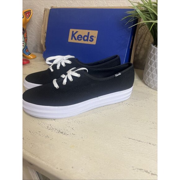 Keds Champion Triple Womens Size 9.5 Black Athletic Platform Shoes Sneakers - Picture 2 of 9